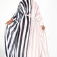 [PLUS] 2-Tone Stripe Long Sleeve Over-Sized Maxi Dress