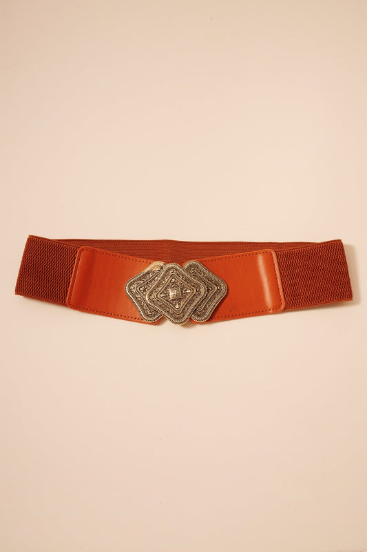 Woven Diamond Belt - Camel