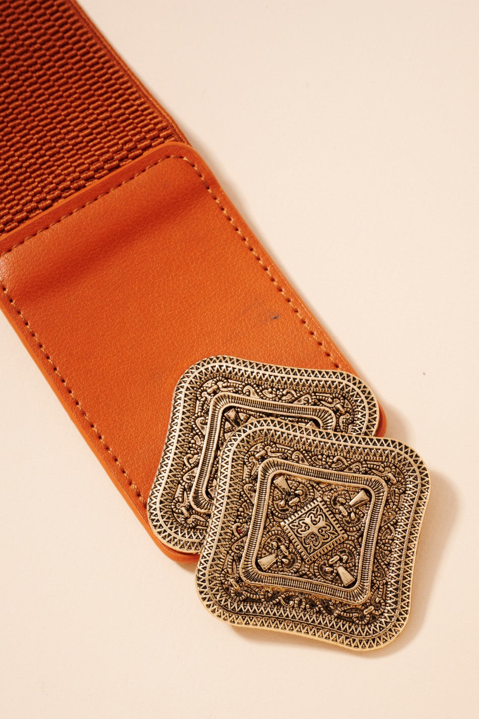 Woven Diamond Belt - Camel